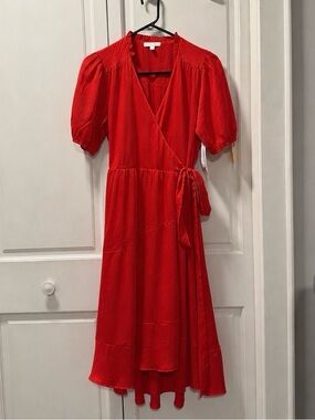 Draper James Red Wrap Midi Dress NWT Size M